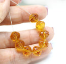 9mm Dark yellow czech glass bicone fire polished beads, 10Pc