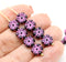 8mm Black pink daisy flower czech glass beads, 15pc