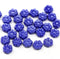 6mm Navy blue daisy flower czech glass beads, 30pc