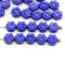 6mm Navy blue daisy flower czech glass beads, 30pc