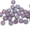 6mm Purple daisy flower czech glass beads, 30pc