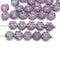 6mm Purple daisy flower czech glass beads, 30pc