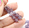 6mm Purple daisy flower czech glass beads, 30pc