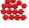 8mm Red daisy flower czech glass beads, 15pc