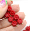 8mm Red daisy flower czech glass beads, 15pc