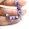 10x8mm Blue purple czech glass fire polished beads, copper edge, 8Pc