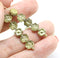 6mm Golden daisy flower czech glass beads, 30pc