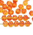 6mm Orange yellow daisy flower czech glass beads, 30pc