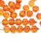 6mm Orange yellow daisy flower czech glass beads, 30pc