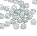 6mm Light grey daisy flower czech glass beads, 30pc