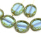 14x12mm Picasso blue oval beads czech glass, 4Pc