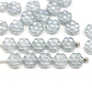 6mm Light grey daisy flower czech glass beads, 30pc