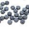 6mm Black daisy flower czech glass beads, 30pc