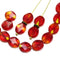 9x8mm Mixed red yellow flat oval wavy czech glass beads, 15Pc
