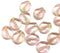 9x8mm Light pink green flat oval wavy czech glass beads, 15Pc