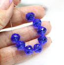 9mm Sapphire blue czech glass bicone fire polished beads, 10Pc