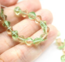 6mm Grass green peach bicone czech glass pressed beads, 30Pc