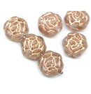 Large Rose Flower Czech Glass Beads