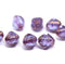 10x8mm Violet purple czech glass fire polished beads, copper edge, 8Pc