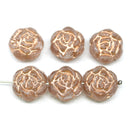 Large Rose Flower Czech Glass Beads
