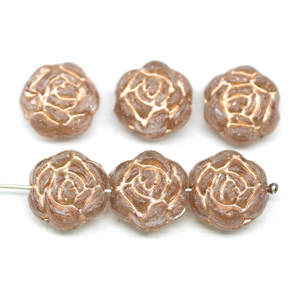 Large Rose Flower Czech Glass Beads