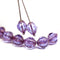 10x8mm Violet purple czech glass fire polished beads, copper edge, 8Pc