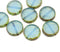 12mm Opal blue coin czech glass fire polished beads, 8Pc