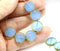 12mm Opal blue coin czech glass fire polished beads, 8Pc