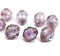 10x8mm Light purple czech glass fire polished beads, copper edge, 8Pc