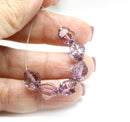 10x8mm Light purple czech glass fire polished beads, copper edge, 8Pc