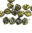 12x14mm Large black leaf beads, gold wash 15pc