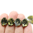 12x14mm Large black leaf beads, gold wash 15pc