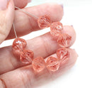 9mm Light pink czech glass bicone fire polished beads, 10Pc