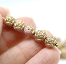 7mm Rose Bud Czech Glass Beads Pink Gold 20pc