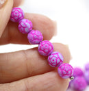 7mm Rose Bud Czech Glass Beads Bright Pink