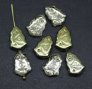 Golden silver Christmas tree beads Czech glass 8pc