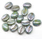 Coffee bean Czech glass beads - gray picasso - 15pc