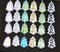 White Christmas tree beads Czech glass 8pc