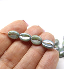 Coffee bean Czech glass beads - gray picasso - 15pc