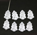 White Christmas tree beads Czech glass 8pc