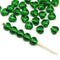 6mm Dark emerald green heart Czech glass beads, 30pc