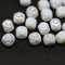 7mm White cube czech glass beads star ornament, 20pc