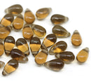 6x10mm Brown czech glass top drilled teardrops 30pc