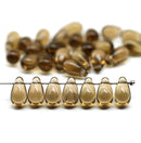6x10mm Brown czech glass top drilled teardrops 30pc
