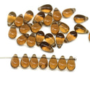 6x10mm Brown czech glass top drilled teardrops 30pc