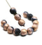 8mm Black with copper luster round czech glass druk beads, 15Pc