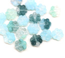 8mm Blue daisy flower czech glass beads, 20pc
