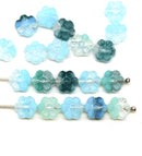 8mm Blue daisy flower czech glass beads, 20pc