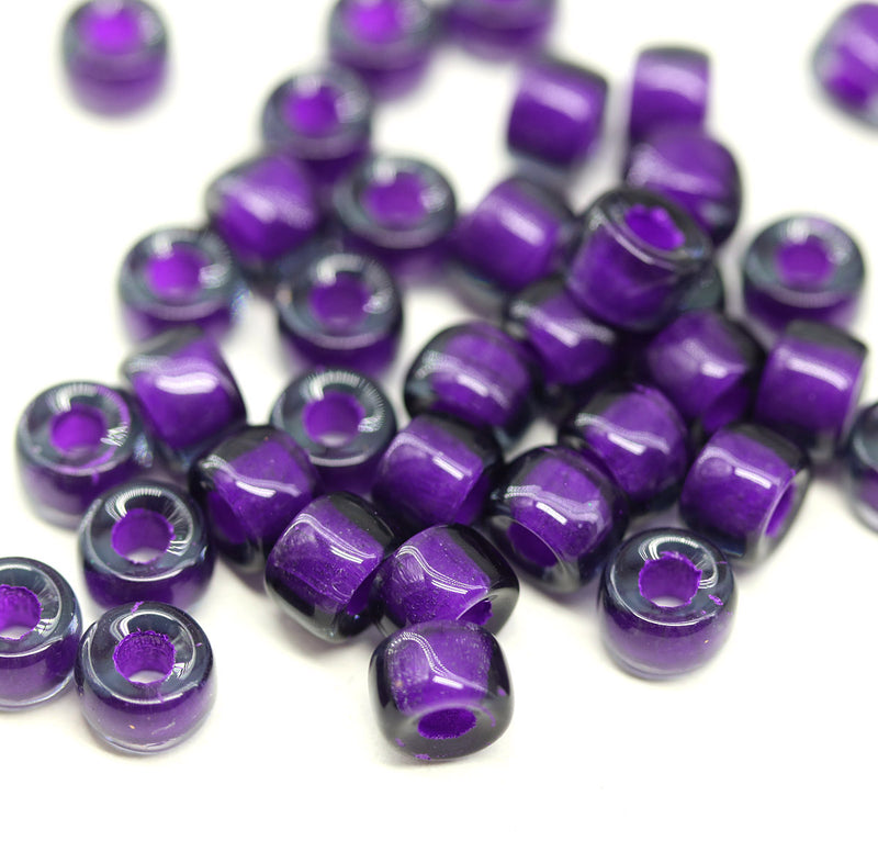 6mm Bright violet pony Czech glass beads, 2mm hole - 40pc