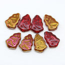 Dark Red Christmas tree beads Czech glass 8pc